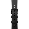 A close-up of a black leather watch strap with a black buckle. Produktbild-Vorschau