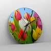Wanduhr - Rund - Glasuhr - Tulpen Blumenstrauß Blumen Tau - Produktbild-Vorschau 4