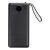 A black power bank with a textured surface and a loop is shown against a white background. Anteprima dell’immagine prodotto