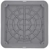 A top-down view of a gray square manhole cover with a circular grid pattern. Produktbild-Vorschau
