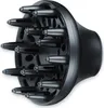 A close-up studio shot of a black hair dryer diffuser attachment. Podgląd zdjęcia produktu