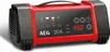A red and black battery charger with a digital display and indicator lights. Produktbild-Vorschau