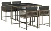 vidaXL 5-tlg. Garten-Essgruppe mit Kissen Grau Poly Rattan Produktbild-Vorschau 1