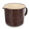 A speckled brown enamel mug with a handle and a spout, shown on a white background. Náhled obrázku produktu
