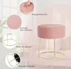 COSTWAY Velvet Rund Fußhocker Ottoman, Moderner Produktbild-Vorschau 6
