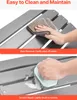 Two images showing how to clean and maintain a gray outdoor furniture piece. Produktbild-Vorschau
