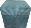 A teal corduroy ottoman is shown from a front-facing diagonal angle against a white background. Produktbild-Vorschau