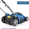 A close-up view of a blue electric lawnmower on a white background. Produktbild-Vorschau
