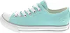 A side view of a teal canvas sneaker with white laces and a white sole. Produktbild-Vorschau