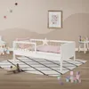 A child's bedroom with a white bed, pink bedding, and wooden accents. Produktbild-Vorschau
