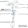 Diagram illustrating the features and adjustability of a shower system. Produktbild-Vorschau
