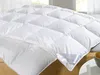 A white duvet is spread out on a bed, with a tag visible on one corner. Produktbild-Vorschau