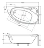 Technical drawing of a bathtub with dimensions and measurements. Produktbild-Vorschau