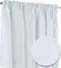 A white curtain with a gathered top hangs from a rod, with a close-up inset showing the fabric texture. Produktbild-Vorschau