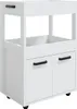 A white roll container with black handles and black wheels, shown from a three-quarter front view against a white background. Podgląd zdjęcia produktu