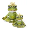Froschkönig mit Krone Gartenfigur sitzend aus Keramik Höhe Produktbild-Vorschau 6