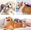 Collage of three images showing a pet grooming tool being used on different dogs. Produktbild-Vorschau