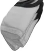 A close-up, diagonal view of folded white fabric or material with black trim. Produktbild-Vorschau