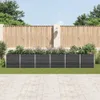 A raised garden bed with plants in a backyard setting. Podgląd zdjęcia produktu