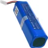 A blue battery pack with a white connector and wires. Voir les images du produit