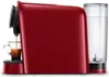 A red coffee machine brewing espresso into a glass cup. Produktbild-Vorschau