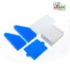 Vacuum cleaner filters and a white rectangular object are arranged on a white background. Produktbild-Vorschau