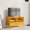 vidaXL Szafka pod TV musztardowy żółty 68x39x43,5 cm Stal Podgląd zdjęcia produktu 3