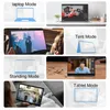 Collage of images showing a laptop in different modes: laptop, tent, standing, and tablet. Produktbild-Vorschau