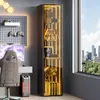 Merax Glasvitrine mit LED Beleuchtung, Aufbewahrungsschrank Produktbild-Vorschau 3