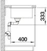 A technical drawing showing the dimensions and plumbing of a sink. Náhľad obrázku produktu