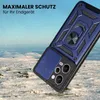 A rugged phone case with a ring holder is shown in a snowy, outdoor environment. Produktbild-Vorschau