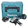 A Makita angle grinder, battery, and storage case are displayed against a white background. Produktbild-Vorschau