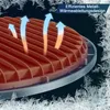 Close-up of a heat sink with arrows indicating heat dissipation, with frost graphics on the edges. Produktbild-Vorschau