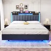 Lit rembourré Merax 140x200 cm avec éclairage LED et prise Voir les images du produit 2
