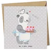 Mr. & Mrs. Panda Grußkarte Panda Backen - Grau Pastell - Produktbild-Vorschau 1