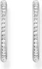A pair of silver hoop earrings with white stones. Voir les images du produit
