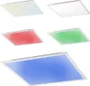 A collage of five square LED panel lights, each displaying a different color: white, yellow, red, green, and blue. Produktbild-Vorschau