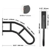 Diagram showing dimensions and details of a black metal handrail. Náhled obrázku produktu