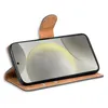 A smartphone in a brown flip case, displayed on a white background. Produktbild-Vorschau