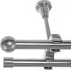 Edelstahl Look Gardinenstange Ø 20mm Deckenträger 2-läufig Produktbild-Vorschau 1