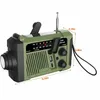 A green emergency radio with dimensions indicated by orange lines and text. Produktbild-Vorschau