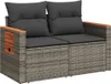 vidaXL Záhradná pohovka 2-sed s vankúšom Grey Poly Rattan Náhľad obrázku produktu 4