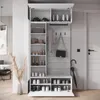 Stěna do předsíně se zrcadlem a čalouněním KALIXA - bílá / Náhled obrázku produktu 3