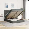 vidaXL Ottoman-Bett mit Matratze & LEDs Dunkelgrau 140x200 Produktbild-Vorschau 2