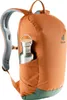 A close-up view of a Deuter backpack with a water bottle in the side pocket. Produktbild-Vorschau