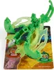 A green Bakugan toy is displayed on a card with various symbols and text. Voir les images du produit