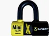 A close-up studio shot of a yellow and black U-lock with alarm features. Voir les images du produit
