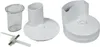 Several white plastic parts of a kitchen appliance are laid out on a white background. Produktbild-Vorschau
