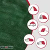 A green fabric tarp is shown with several circular icons illustrating various uses for the tarp. Produktbild-Vorschau