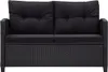 vidaXL 2-miestna záhradná pohovka s vankúšmi čierna 124 cm Náhľad obrázku produktu 2